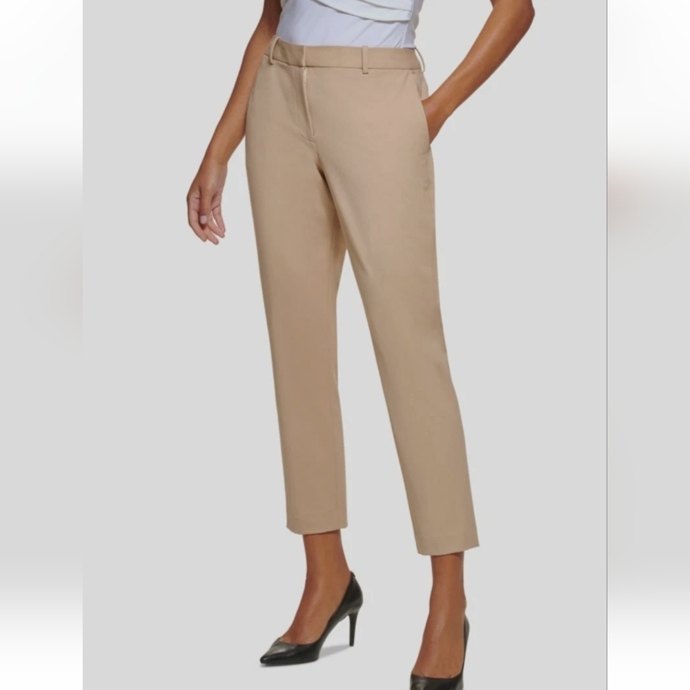 DKNY Beige Tan women's Dress Pants Slacks Straight Leg‎ Ankle Size 12P Petite